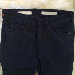 Patterned navy corduroy pants